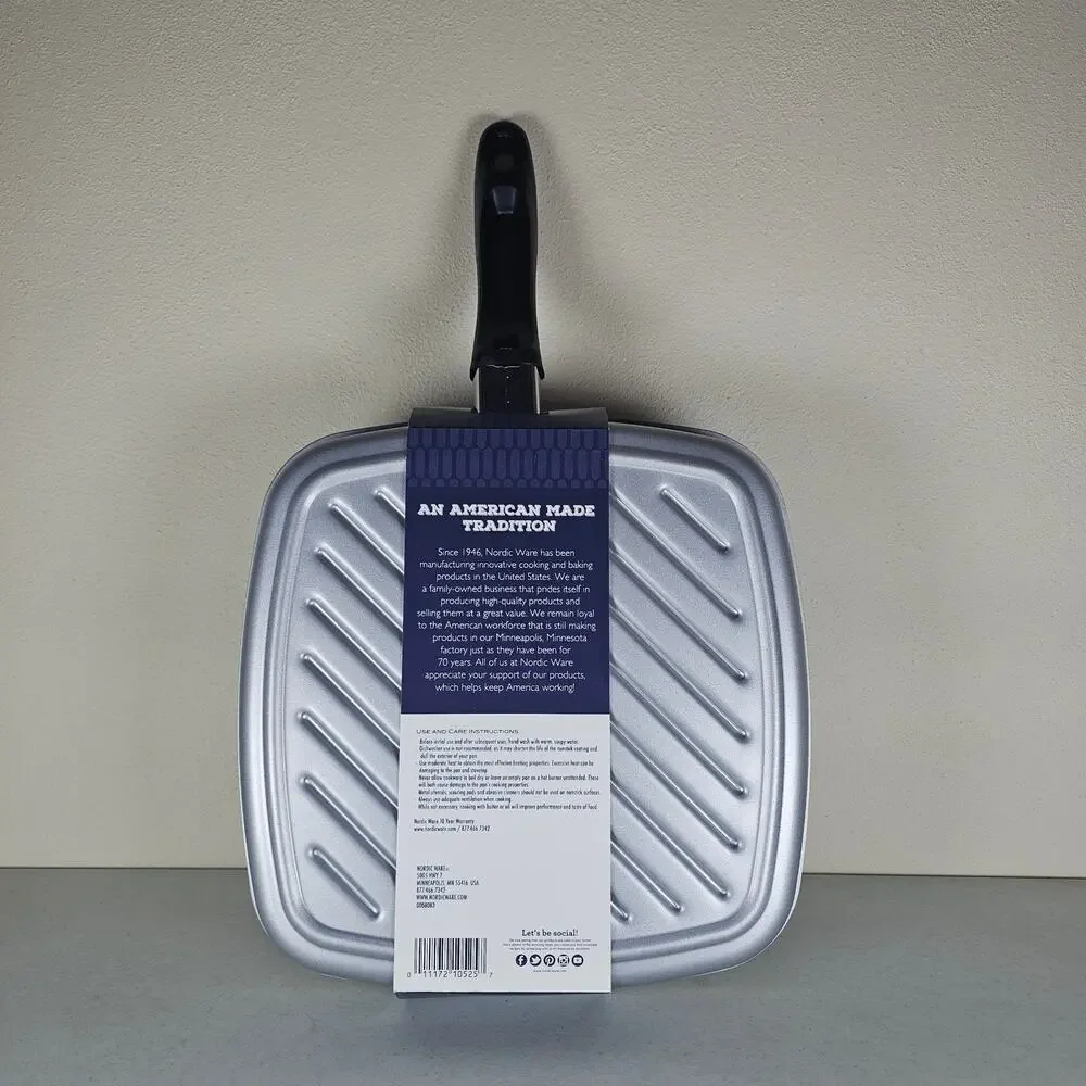 Nordic Ware 11 Inch Searing Grill Pan Non Stick Aluminum Brand New‎